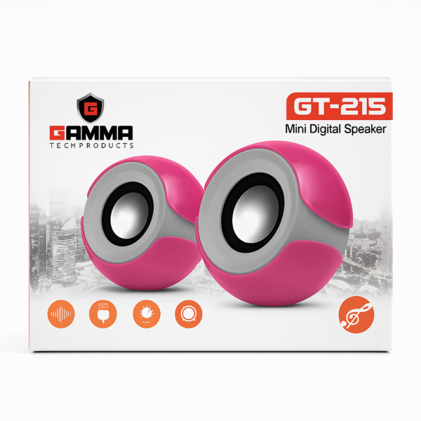 Gamma GT-215 Mini Digital USB Stereo Speakers | Compact 5W AUX PC Speakers - Image 2