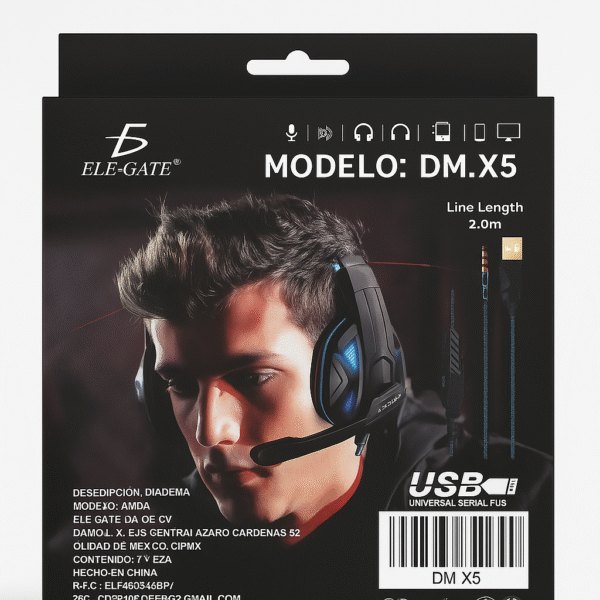 ELE-GATE MD.X5 RGB Gaming Headset – 50mm Drivers, USB & 3.5mm, Noise-Cancelling Mic - Image 4