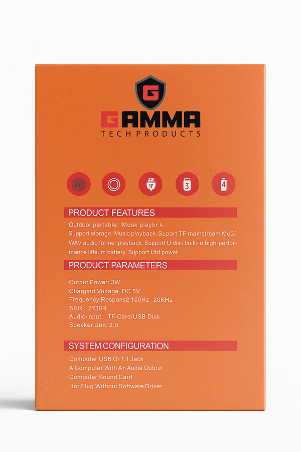 GAMMA GT-611 RGB Speaker | Portable Wireless Speaker with LED Lights - Image 3