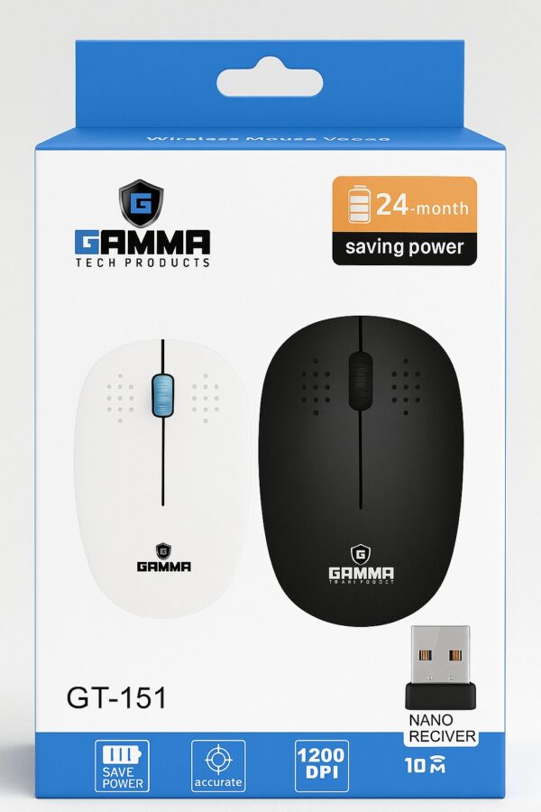 Gamma GT-151 Wireless Mouse – 2.4GHz, 3200 DPI, Ergonomic Fashion Design - Image 2