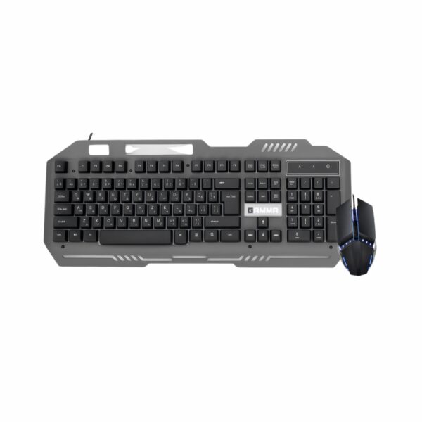 Gamma K-513 RGB Gaming Keyboard and Mouse Combo – USB Wired, Rainbow Backlit, Metal Panel, Arabic-English Layout, PC & Laptop Compatible