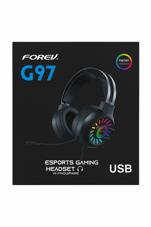 FOREV G97 5.1 RGB Esports Gaming Headset with USB & Noise Cancelling Mic – Virtual 5.1 Surround Sound – Adjustable Fit - Image 4