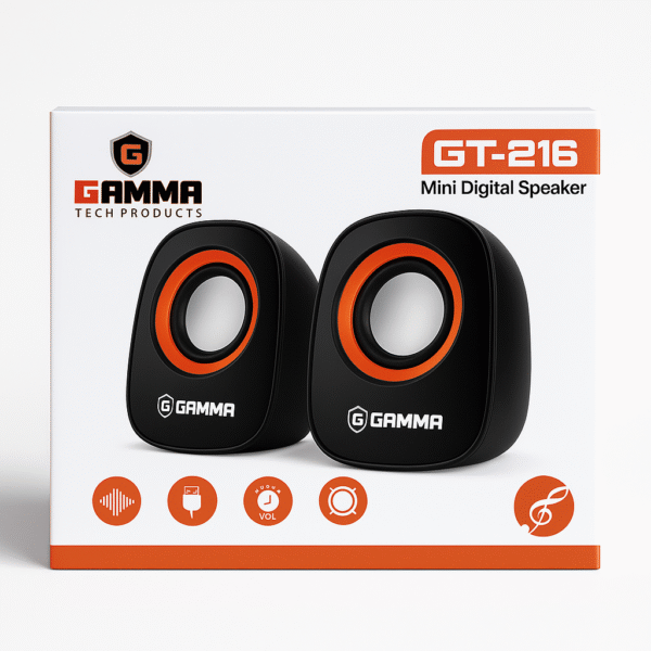 Gamma GT-216 Mini USB Desktop Speakers | 6W Stereo PC Speakers with AUX & Plug and Play - Image 2