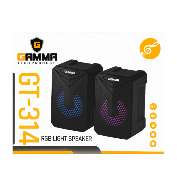 Gamma GT-314 RGB Stereo Desktop Speakers | USB Powered 2.0 Channel PC Speakers with LED Lights - Image 2