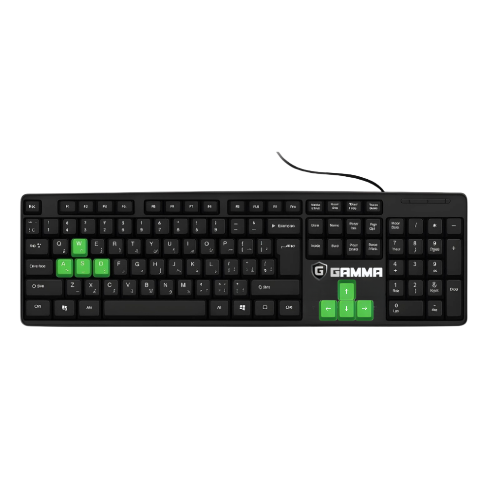 GAMMA K-15 Wired Desktop Keyboard – High Key Design, USB/PS2, PC & Laptop Compatible