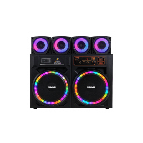 Gamma GT-17500 Powerful Multimedia Sound System with Bluetooth, USB, SD, and LED Lights – Deep Bass Speakers Made in Egypt