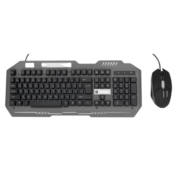 Gamma K-513 RGB Gaming Keyboard and Mouse Combo – USB Wired, Rainbow Backlit, Metal Panel, Arabic-English Layout, PC & Laptop Compatible