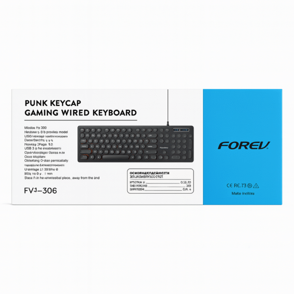 FOREV FV-306 Punk Keycap Gaming Wired Keyboard with Rainbow Backlight - Image 3