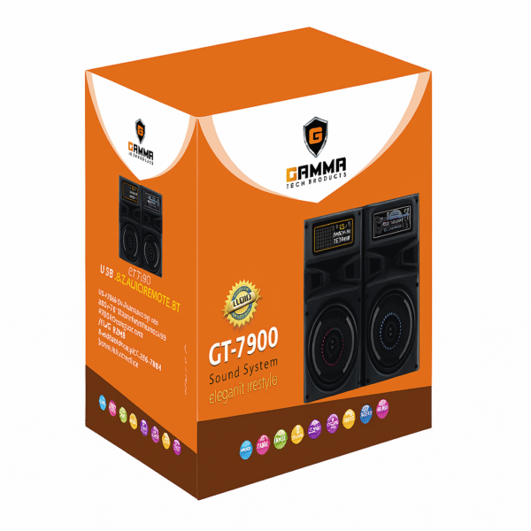 Gamma GT-7900 Sound System with Bluetooth, USB, SD, MMC, Remote Control, LED Speakers - Image 2