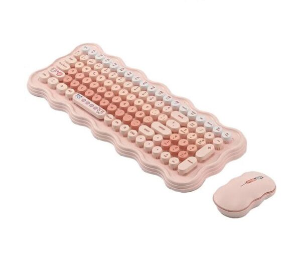 FOREV FV-SW98 Mechanical Wireless Keyboard and Mouse Combo, English/Arabic, USB Interface, Brown-Beige-Purple-Pink - Image 2