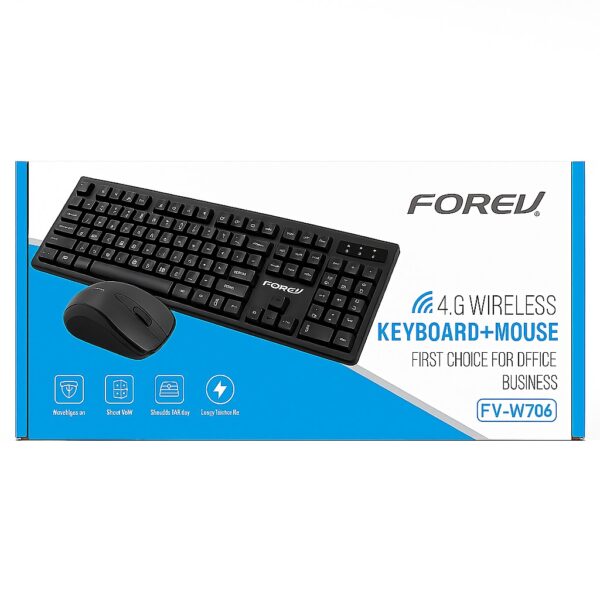 FV‑W706 2.4 GHz Wireless Keyboard & Mouse Combo – Silent, Waterproof, 104‑Key Set - Image 3