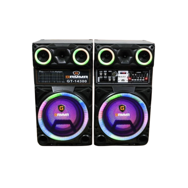 Gamma GT-14300 Sound System with Bluetooth, USB, SD, MMC, Remote Control, LED Light Speakers