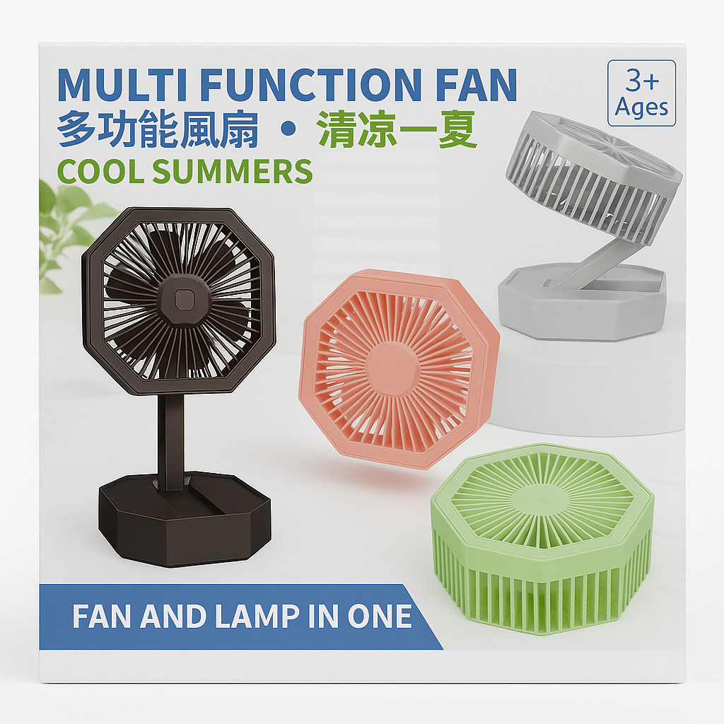 GAMMA GF-52 Mini USB Multifunction Fan | Portable Desk Fan with LED Light & Adjustable Stand - Image 2