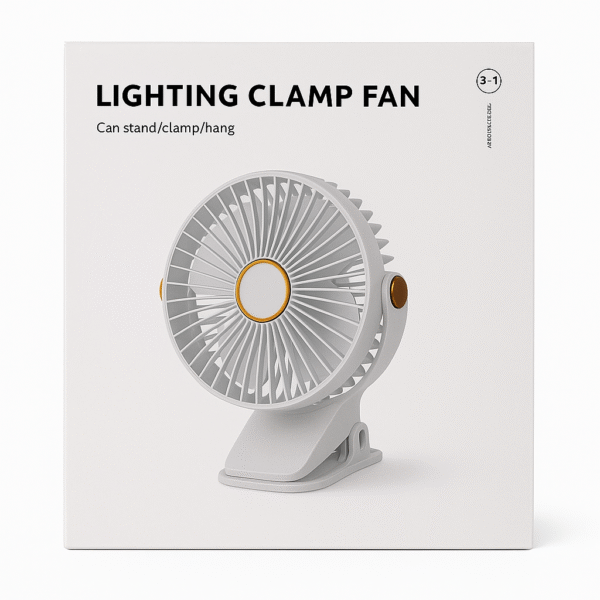 GAMMA GF-53 USB Lighting Clamp Fan | 3-in-1 Portable Fan with LED Light, Stand & Hanging Clip - Image 2