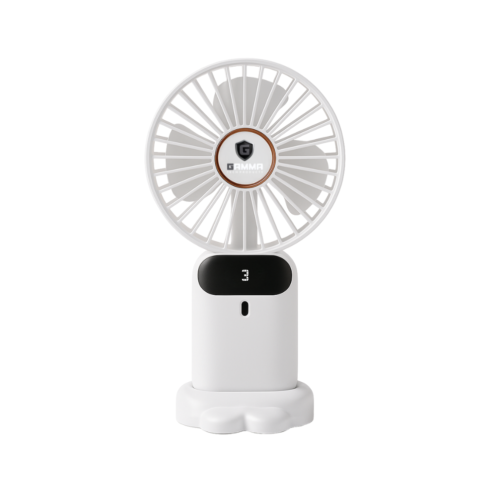 GAMMA GF-51 USB LED Digital Display Fan | Portable Rechargeable Desk Fan with Adjustable Speed & Stand