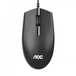 AOC MS100 Wired Silent Optical USB Mouse – Ambidextrous, 1200 DPI, Ultra-Thin Matte Black