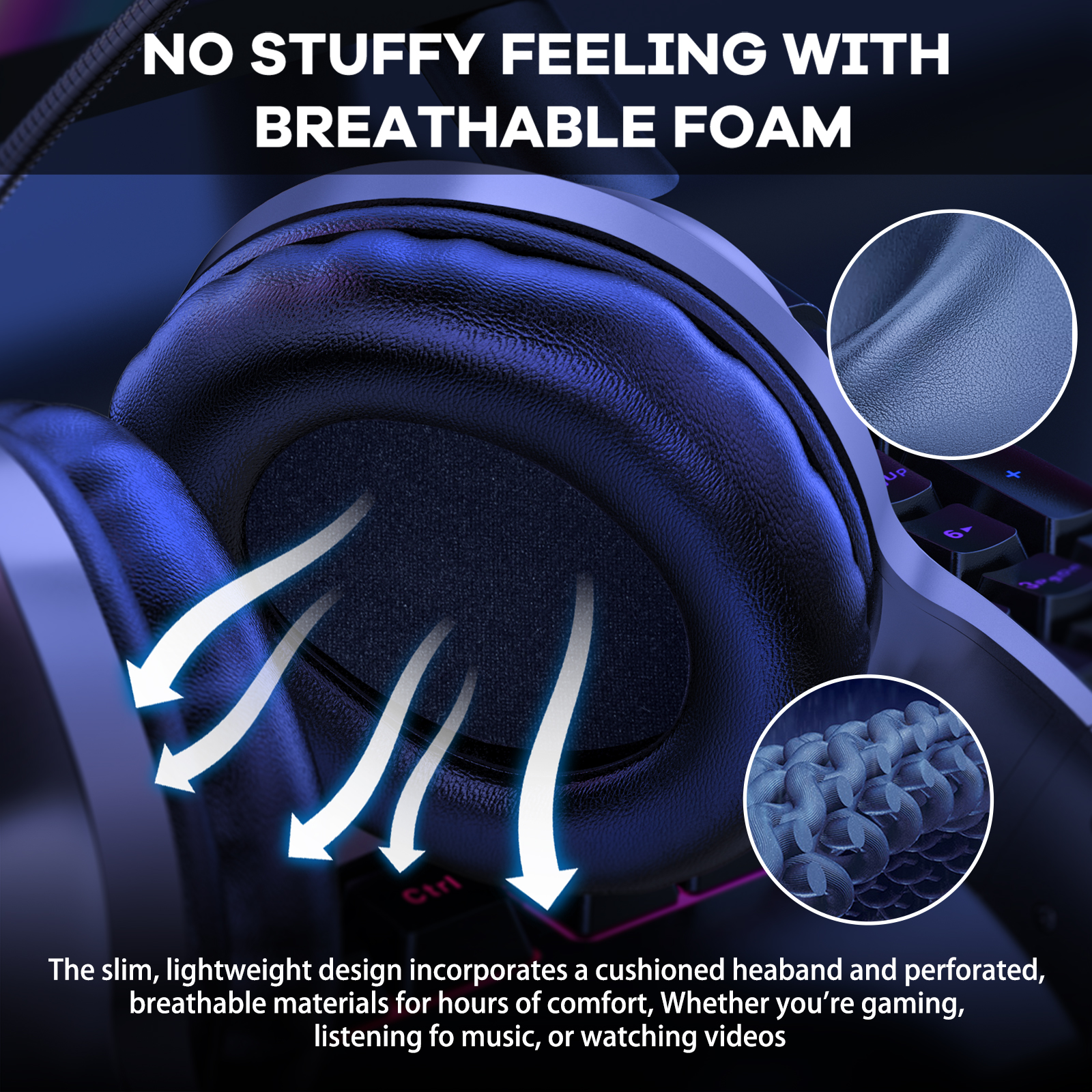 Onikuma X7 Pro RGB Gaming Headset – 40 mm Drivers, Noise Reduction Mic, 3.5mm + USB. - Image 5