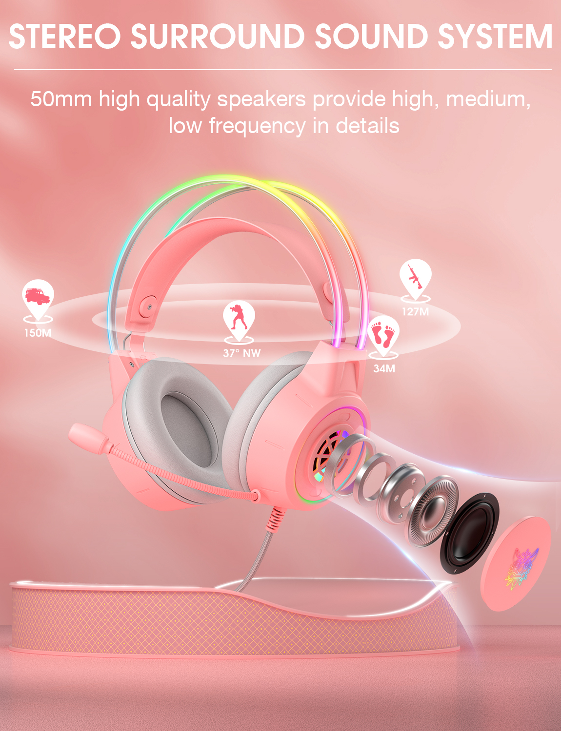 Onikuma X15 Pro RGB Wired Gaming Headset – 50 mm Drivers, Omnidirectional Mic, USB + 3.5mm. - Image 11