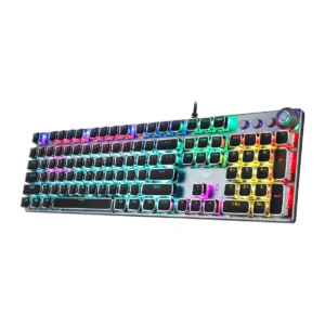 AULA F2088 Wired Mechanical Gaming Keyboard – 104 Key Blue Switch, Rainbow RGB, Metal Frame