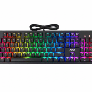 AOC GK290 Wired Mechanical Gaming Keyboard – 104 Key Blue Switch, RGB Backlit, Dual Language