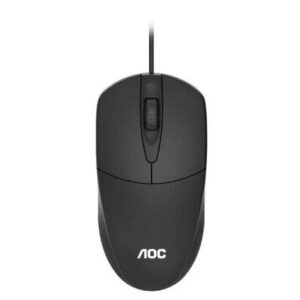 AOC MS121 Wired Optical USB Mouse – Ambidextrous, 1200 DPI, Matte Black, Plug & Play