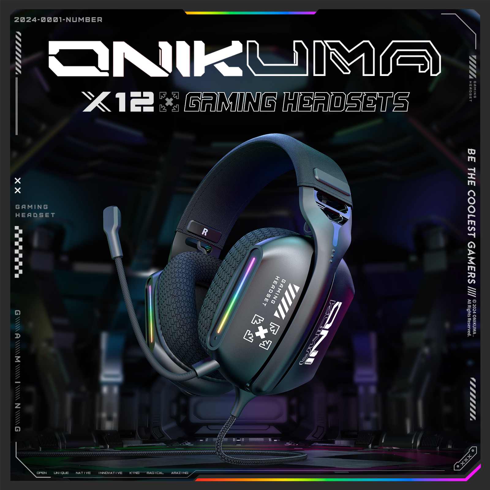 Onikuma X12 RGB Wired Gaming Headset – 50 mm Drivers, Omnidirectional Mic, USB + 3.5mm. - Image 6