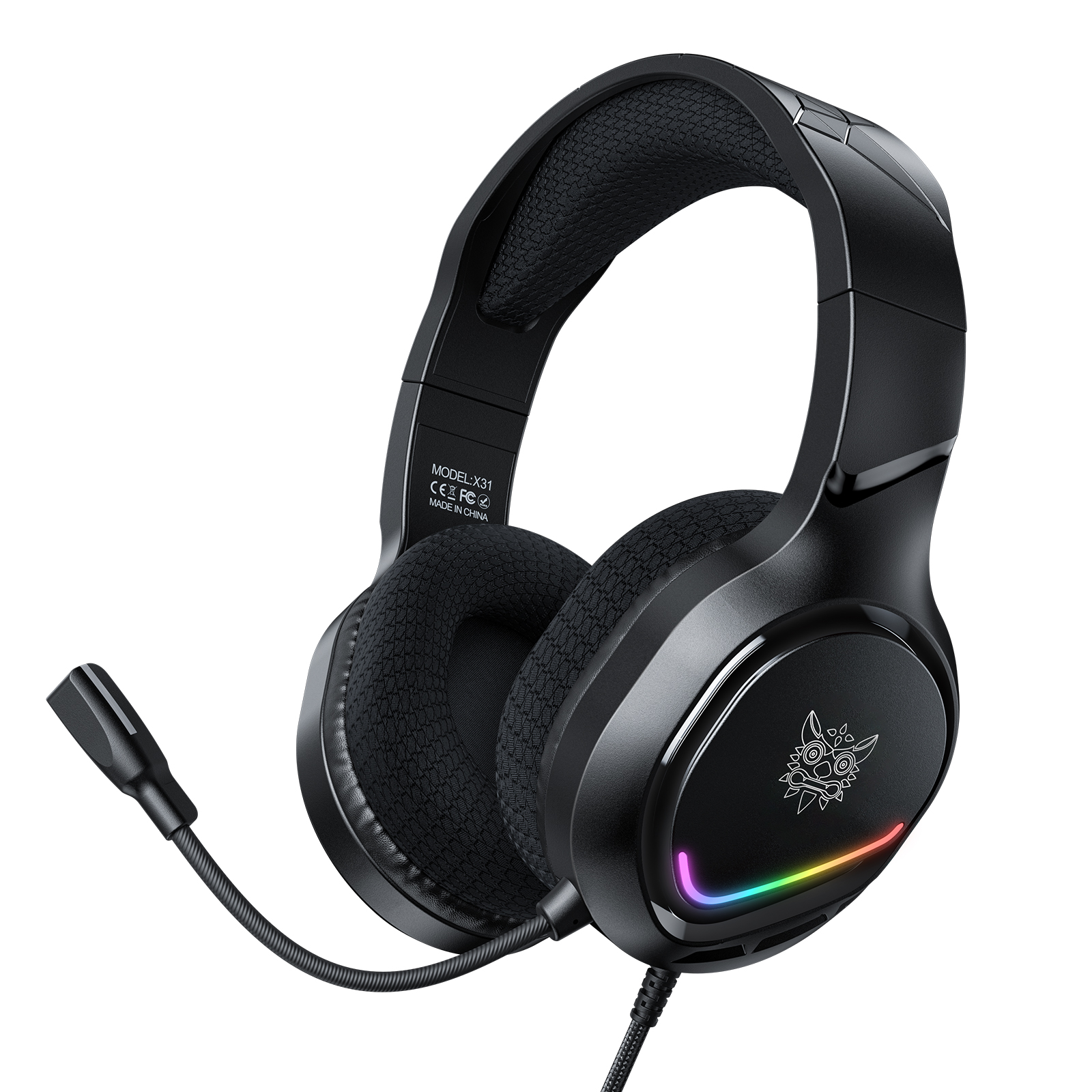 Onikuma X31 RGB Wired Gaming Headset – 50 mm Drivers, Omnidirectional Mic, USB + 3.5mm.