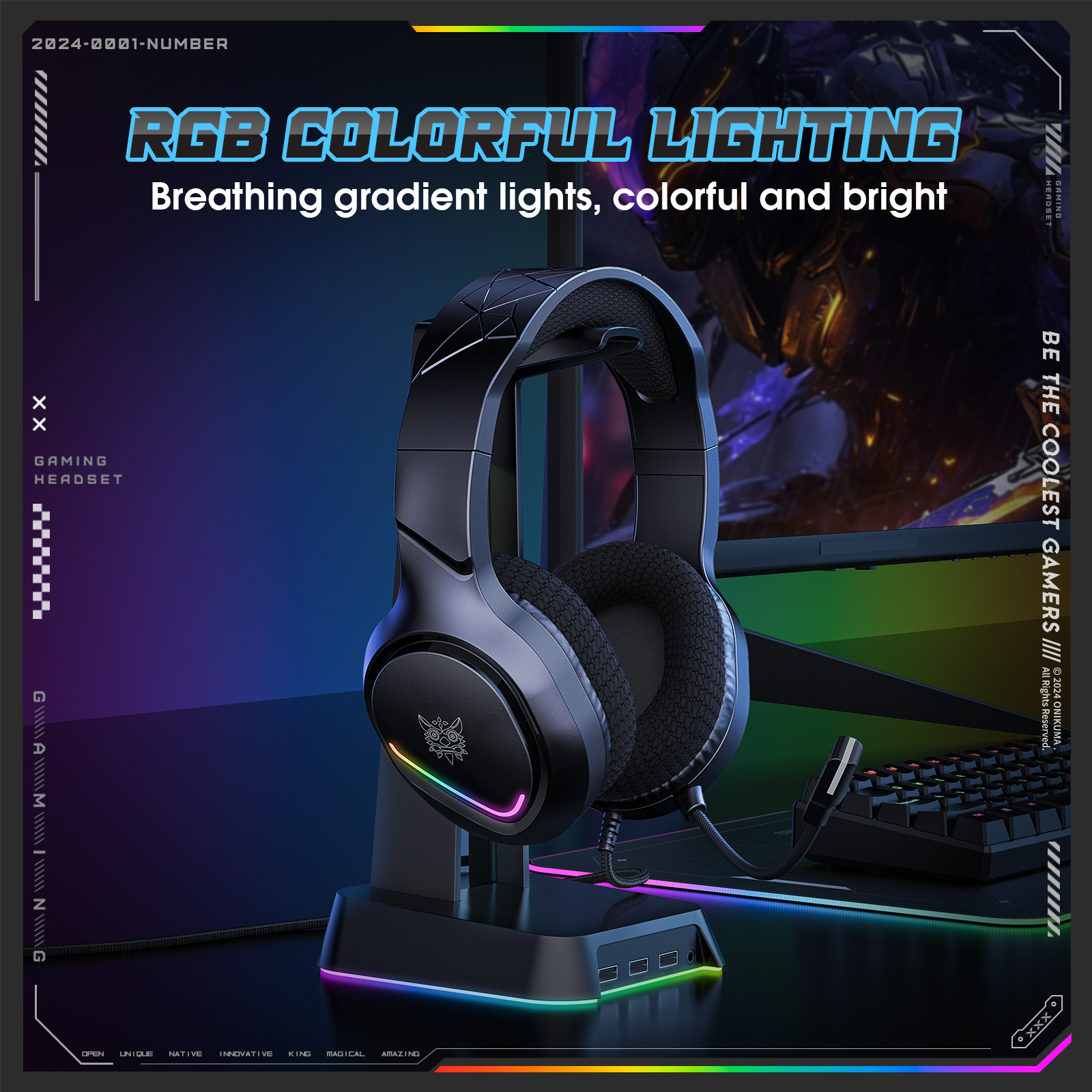 Onikuma X31 RGB Wired Gaming Headset – 50 mm Drivers, Omnidirectional Mic, USB + 3.5mm. - Image 7