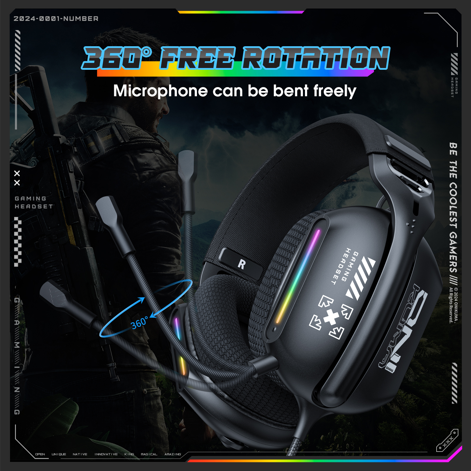 Onikuma X12 RGB Wired Gaming Headset – 50 mm Drivers, Omnidirectional Mic, USB + 3.5mm. - Image 8