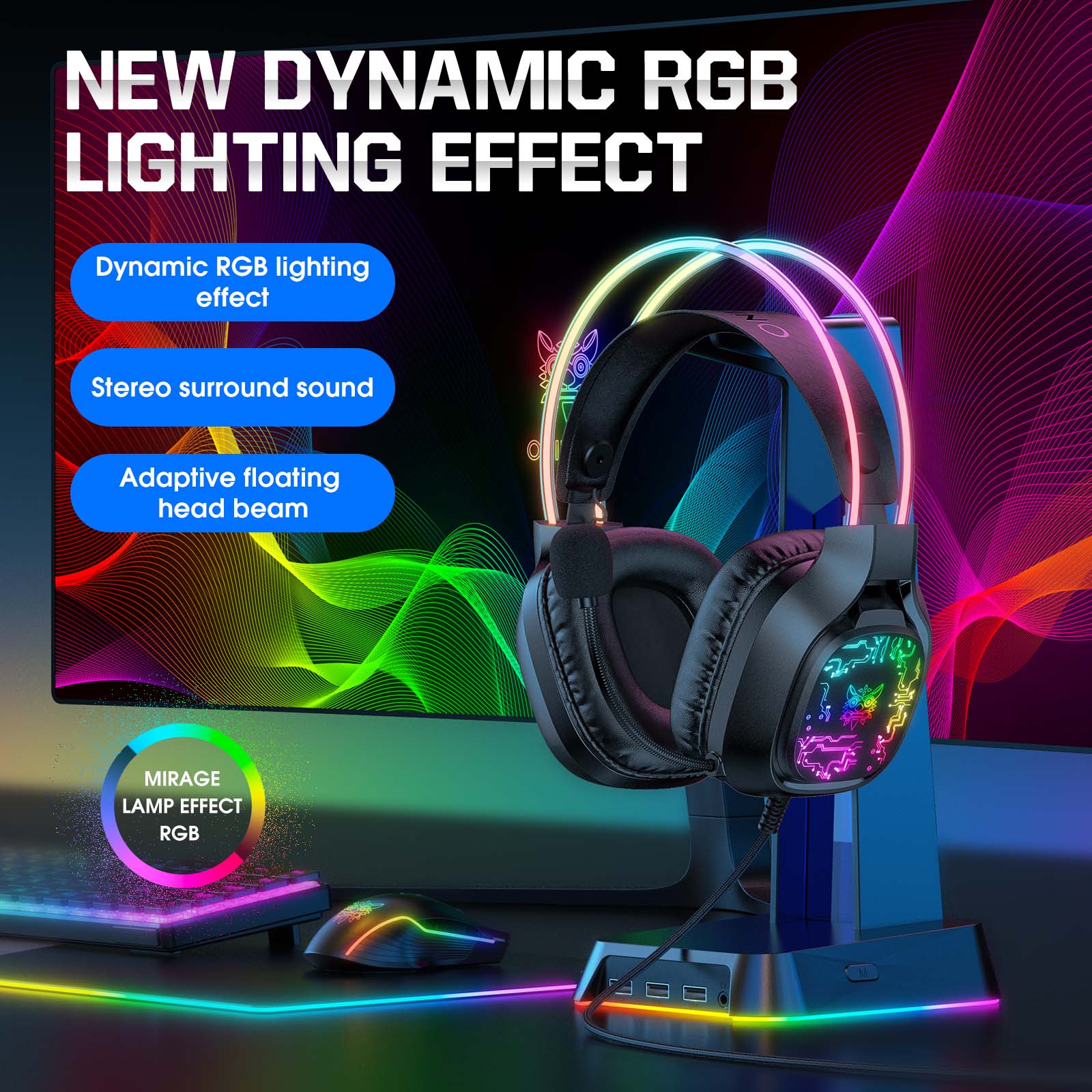 Onikuma X22 RGB Wired Gaming Headset – 50 mm Drivers, Omnidirectional HD Mic, USB + 3.5 mm. - Image 9