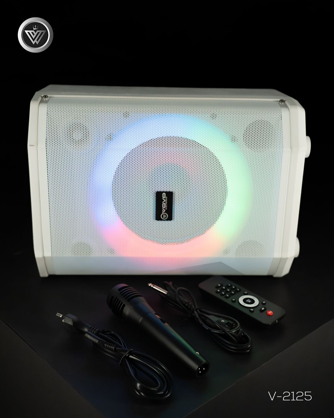 VOVO V-2125 60W Portable Bluetooth Party Speaker with LED Lights & Karaoke Mic - Image 6