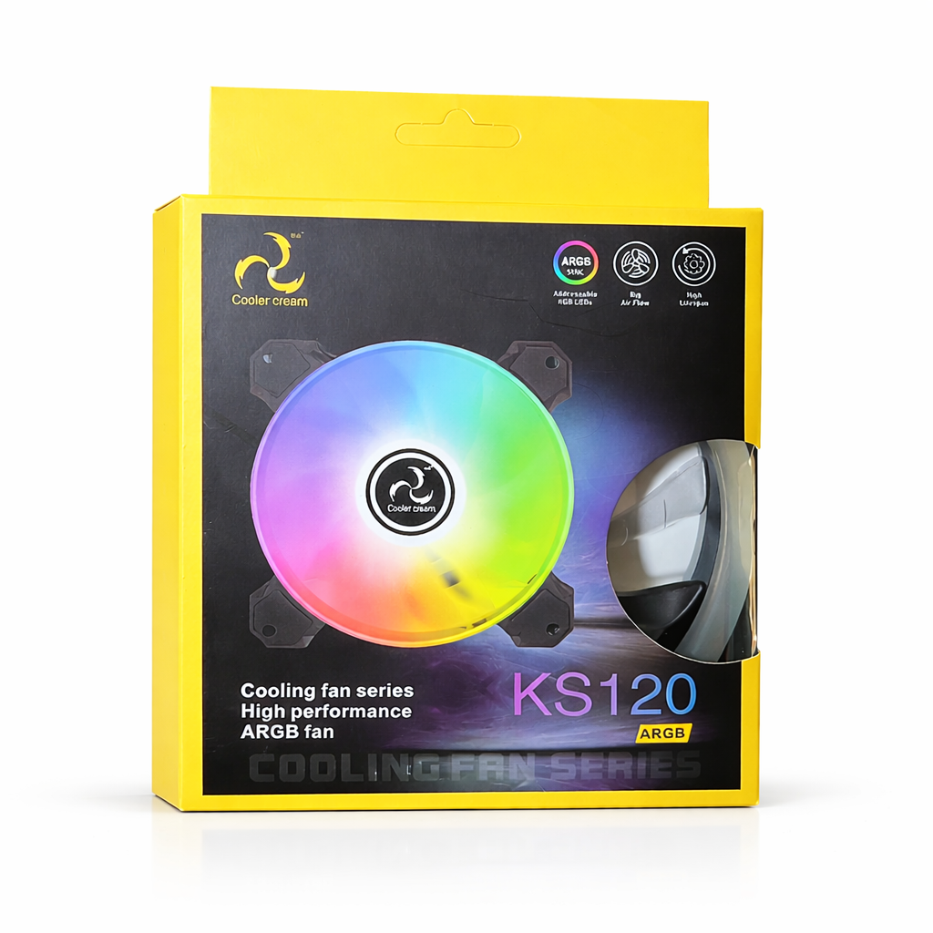 Cooler Cream KS120 ARGB 120mm High Performance Cooling Fan - Image 2