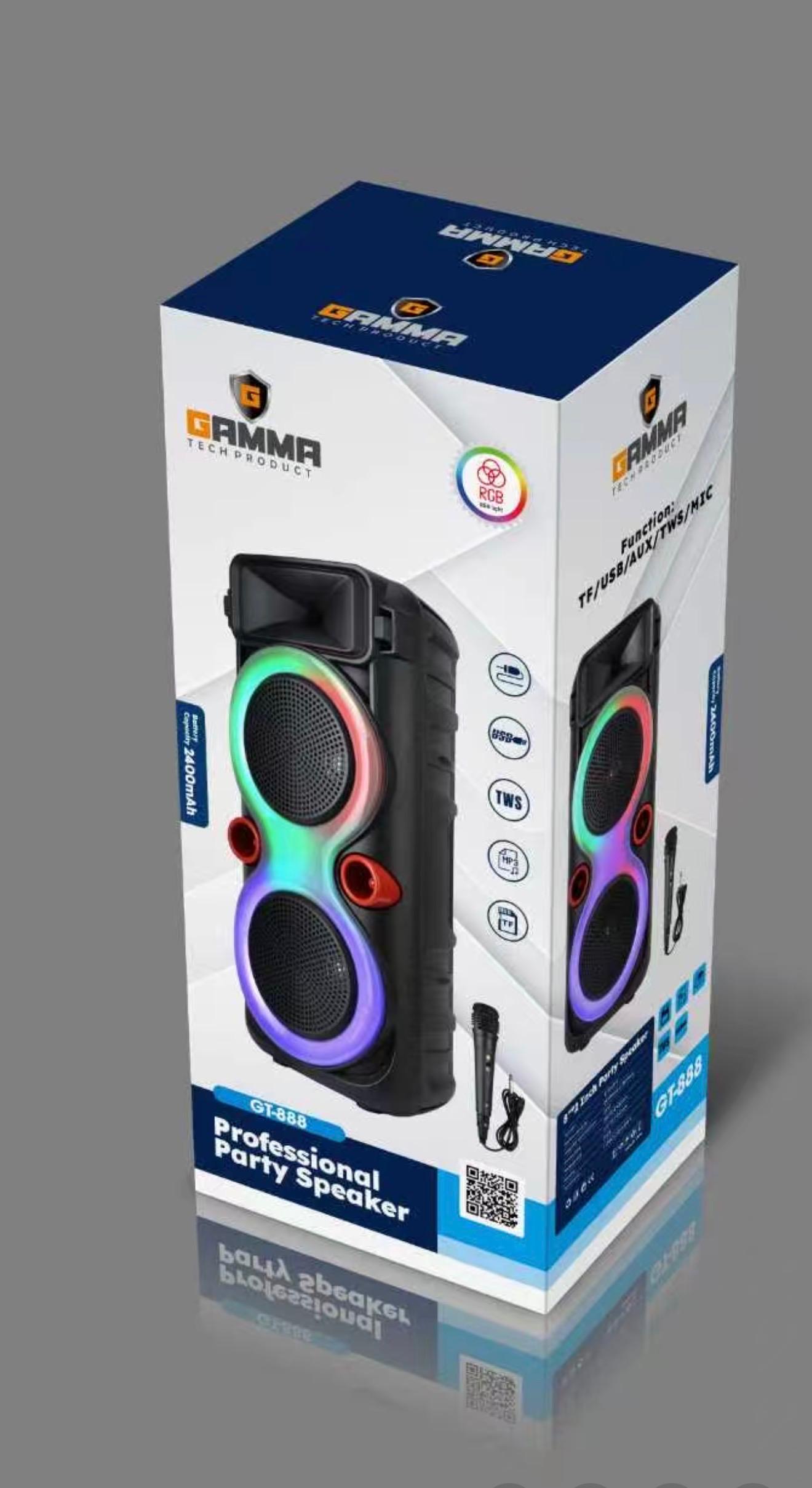 GT-888 Portable Dual 8-Inch Bluetooth Party Speaker with 2400mAh Rechargeable Battery - Image 2