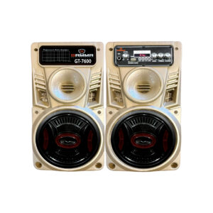 GT-7600 100W Bluetooth Dual Woofer Speaker System with USB, SD & Remote Control – Wooden Cabinet