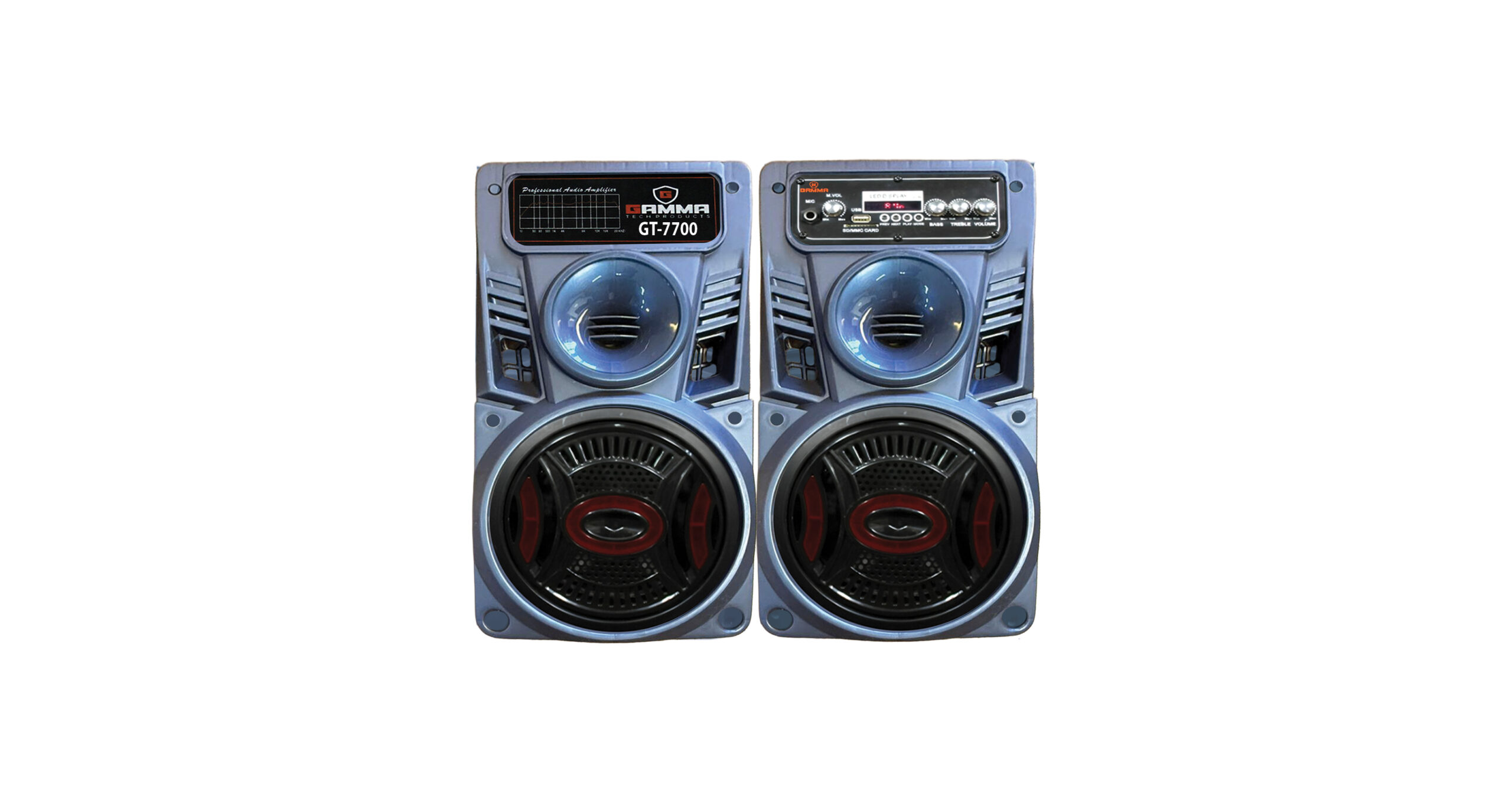 GT-7700 100W Bluetooth Dual Woofer Speaker System with USB, SD & Remote Control – Wooden Cabinet