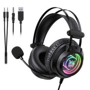 ONIKUMA X80 Wired Gaming Headset with Swirling Vortex RGB Lighting, Adaptive Suspension Headband, and Noise-Isolating Mic for PC, PS5 & Xbox (Black)