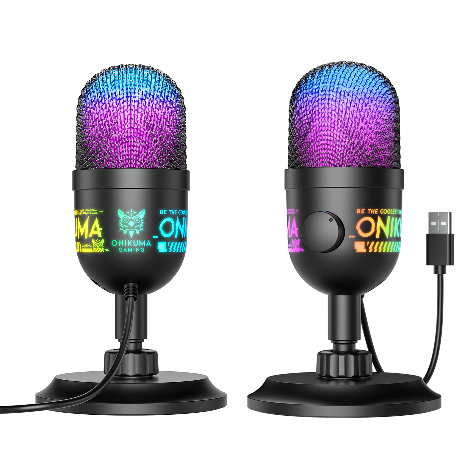 ONIKUMA M930 USB Condenser Gaming Microphone with Dynamic RGB Illumination, On-Board Gain Control Knob, and Adjustable Desktop Stand for PC Streaming & Podcasting (Black) - Image 2