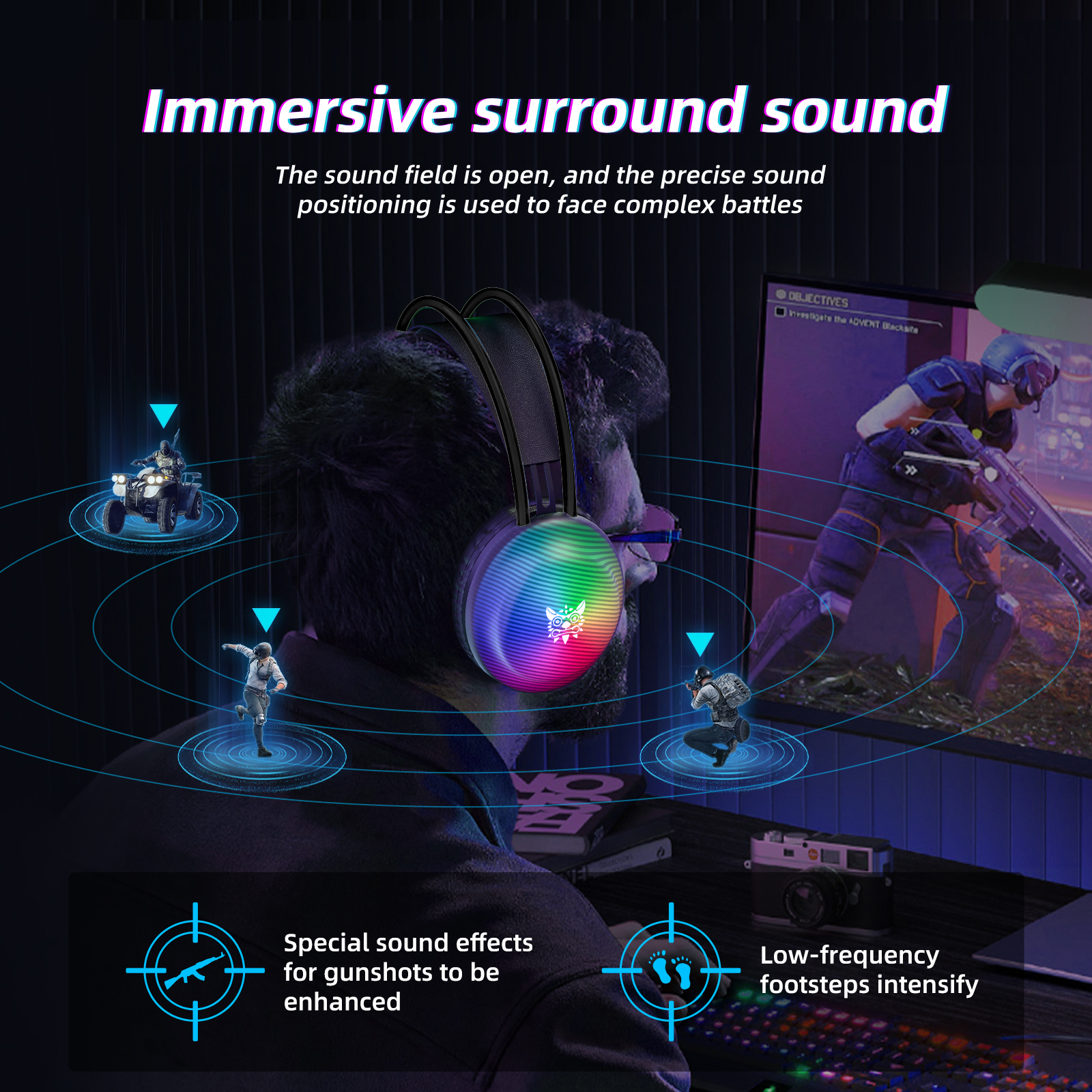 ONIKUMA X29 Wired Gaming Headset with Full-Shell Radiant RGB Lighting, Adaptive Suspension Headband, and Flexible Boom Mic for PC, PS5, Xbox & Mac - Image 10