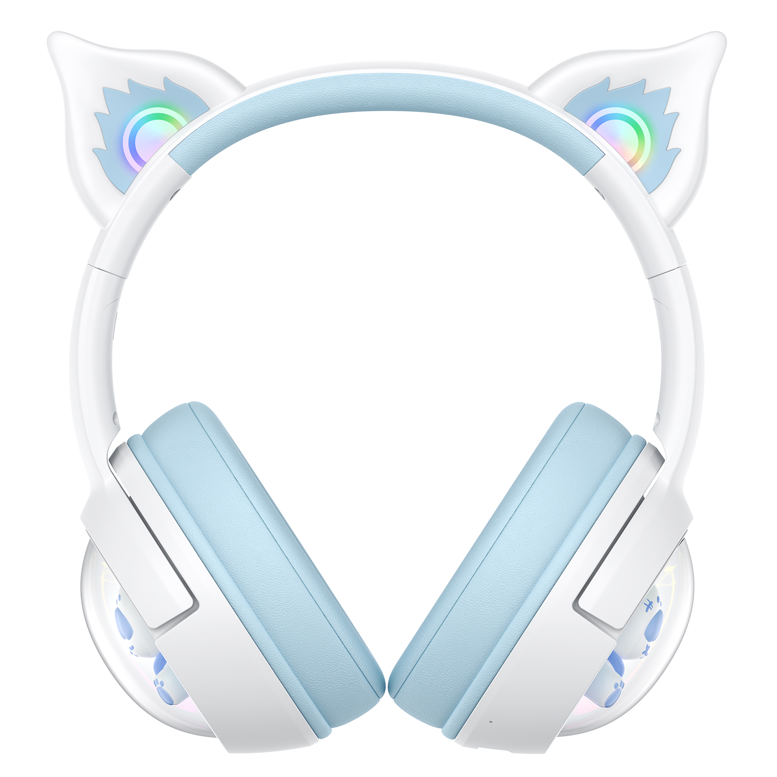 ONIKUMA B5 Wireless Gaming Headset with RGB Cat Ears, KUKU Edition, 2.4GHz Dual USB-C/USB-A Dongle, and Built-in Mic (White/Pastel Blue) - Image 5