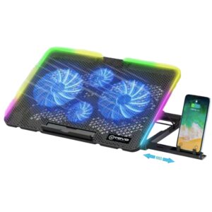 VOVO V-06 Gaming Laptop Cooling Pad with RGB Lighting, 4 High-Speed Fans & Smartphone Holder