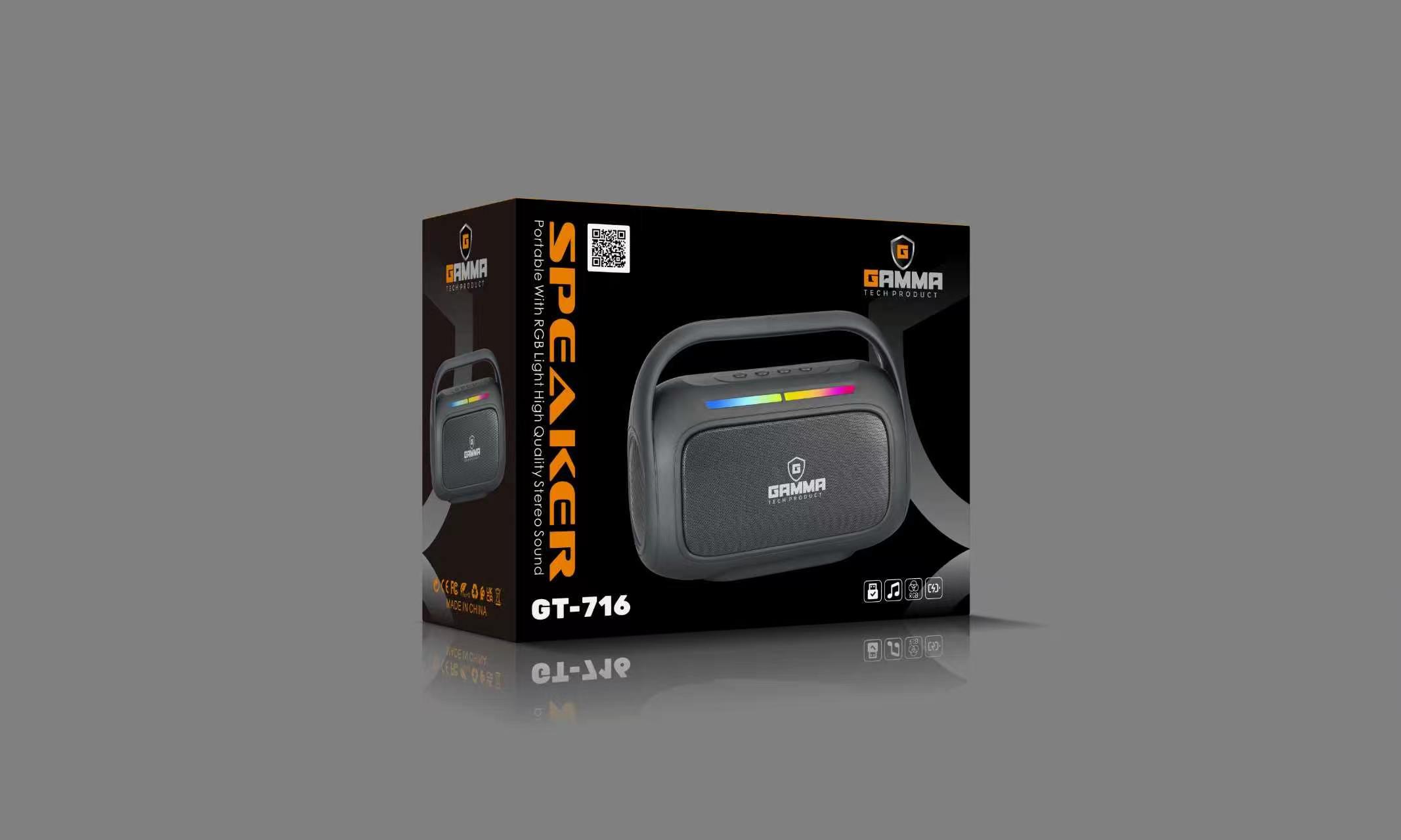 GAMMA GT-716 Portable Bluetooth Speaker with RGB Lighting, 15W Deep Bass & TWS (V5.4) - Image 2