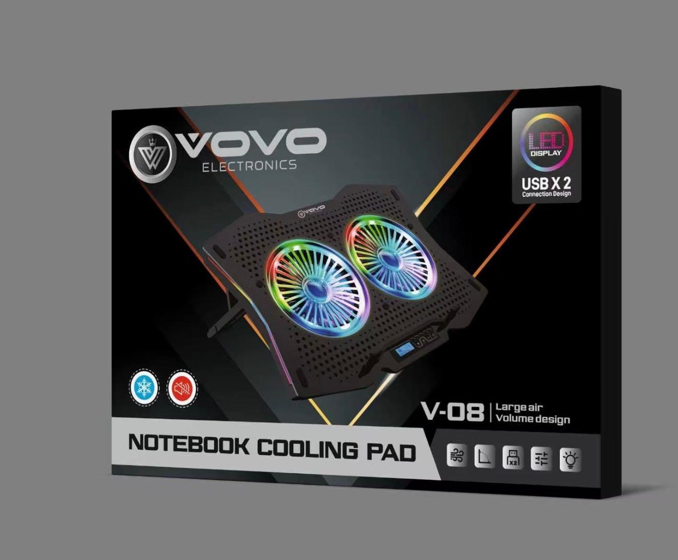 VOVO V-08 Premium Gaming Laptop Cooling Pad with Dual 140mm RGB Fans & Digital Display - Image 2