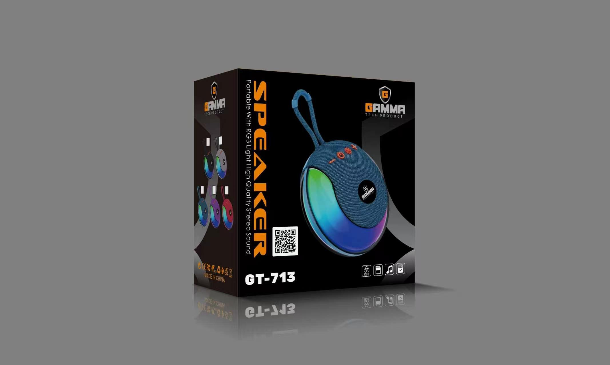 GAMMA GT-713 Mini Portable Bluetooth Speaker with RGB Light Dome, Fabric Design & Lanyard - Image 2