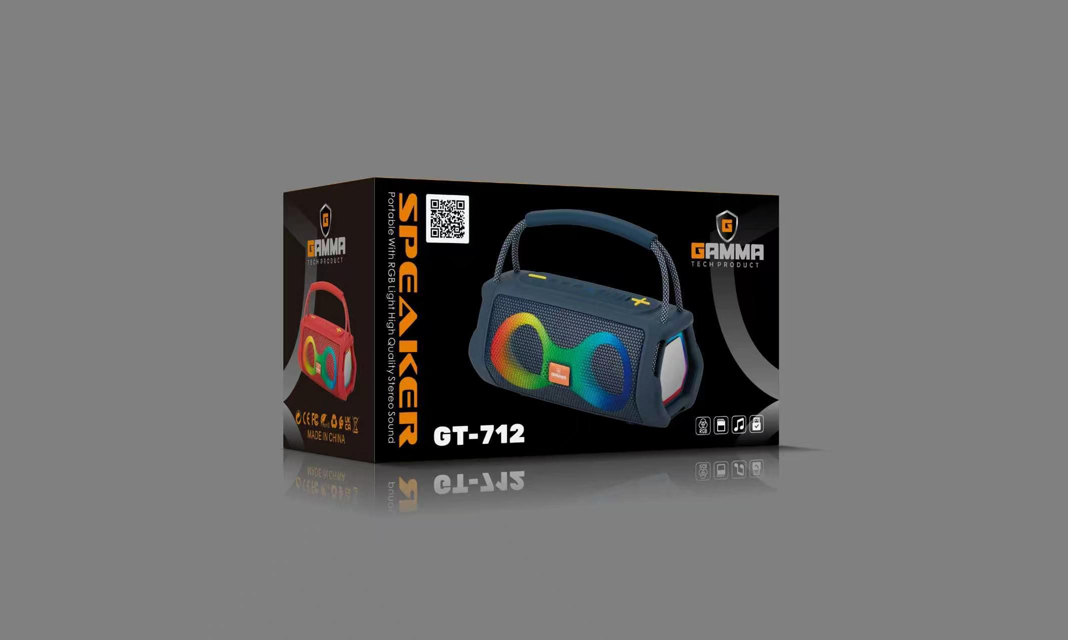 GAMMA GT-712 Portable Bluetooth Boombox Speaker with Dual RGB Rings, 10W Stereo Sound & Deep Bass - Image 2