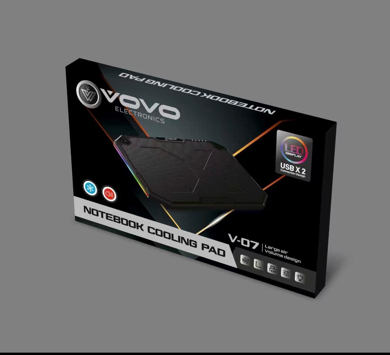 VOVO V-07 Heavy-Duty Gaming Laptop Cooling Pad with 5 Fans & RGB Side Lighting - Image 2