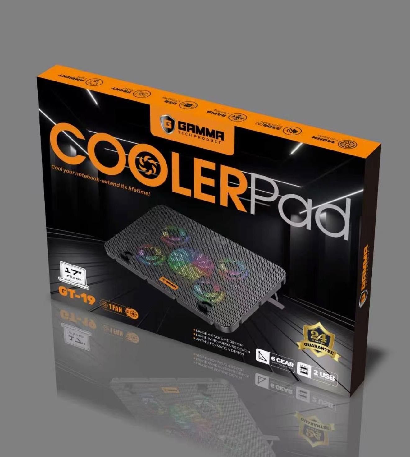 Gamma GT-19 RGB Gaming Laptop Cooling Pad | 5 High-Speed Fans, Metal Mesh Design & USB Powered Cooler Stand - Image 2