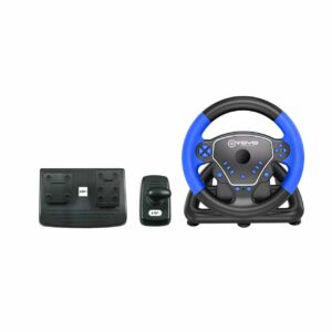 VOVO V-600 4-in-1 Wireless Racing Steering Wheel Set with Dual Vibration, Independent Gear Shifter, and Pedals for PC, PS4, PS3 & Android (Red/Black)