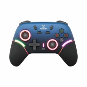 VOVO V-9 Multi-Platform Wireless Gaming Controller with Dynamic RGB Lighting and Textured Grips for Switch, PC & Mobile (Gradient Blue / Pink)