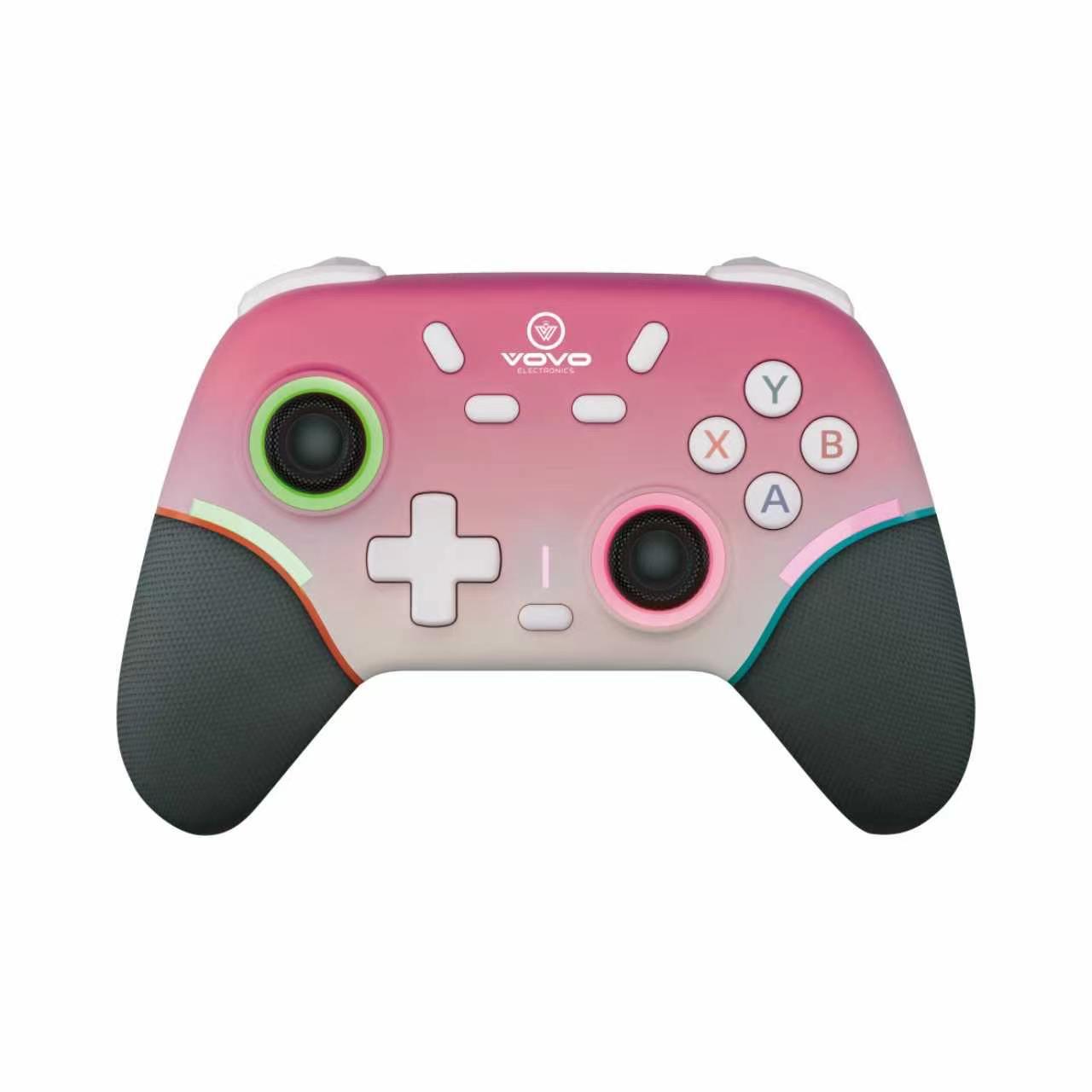 VOVO V-9 Multi-Platform Wireless Gaming Controller with Dynamic RGB Lighting and Textured Grips for Switch, PC & Mobile (Gradient Blue / Pink) - Image 2
