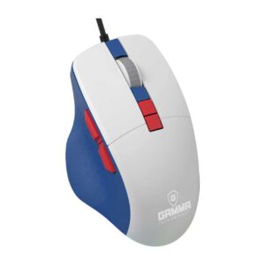 GAMMA M-31 7D Wired Gaming Mouse with Silent Touch, 3200 DPI, and 1.5m Braided Cable (White/Blue/Red)